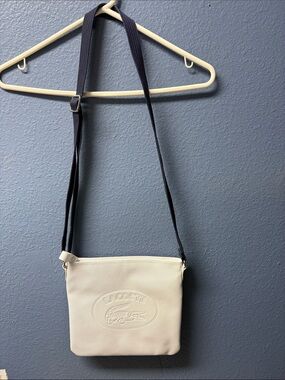 Lacoste White Crossbody with Dark Navy Strap